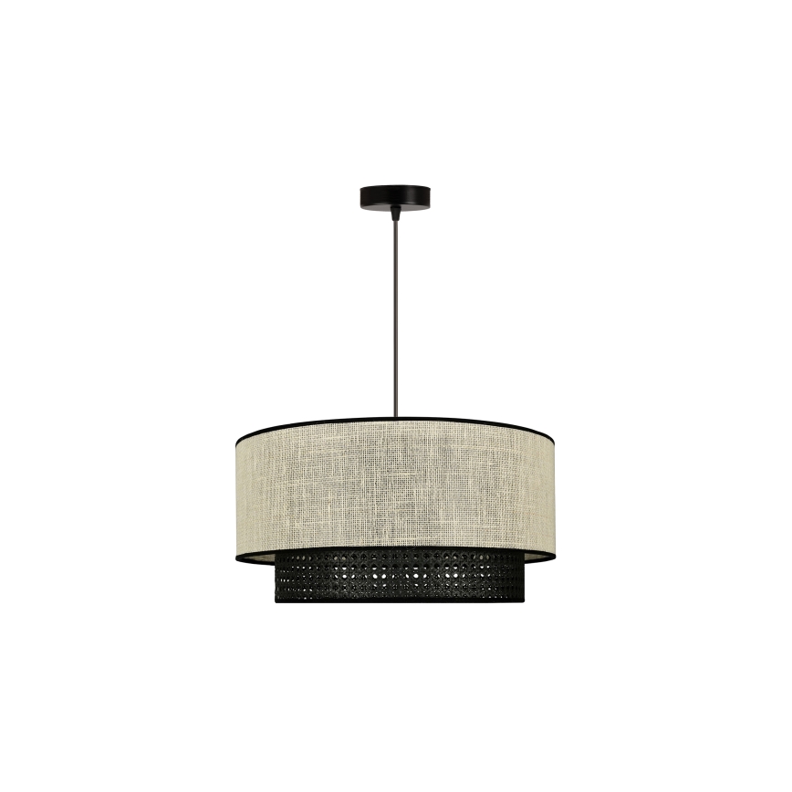Duolla - Lustr na lanku RATTAN YUTE 1xE27/15W/230V pr. 45 cm krémová/černá