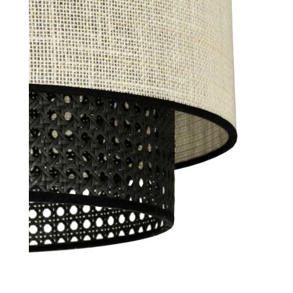 Duolla - Lustr na lanku RATTAN YUTE 1xE27/15W/230V pr. 45 cm krémová/černá