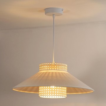 Duolla - Lustr na lanku RIO RATTAN 1xE27/15W/230V pr. 45 cm béžová/ratan