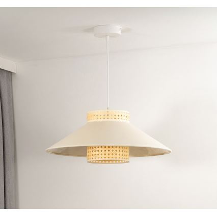 Duolla - Lustr na lanku RIO RATTAN 1xE27/15W/230V pr. 45 cm béžová/ratan