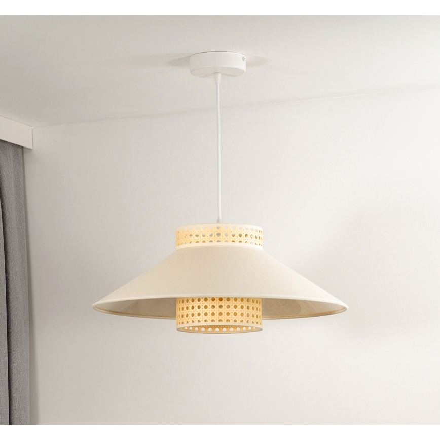 Duolla - Lustr na lanku RIO RATTAN 1xE27/15W/230V pr. 45 cm béžová/ratan