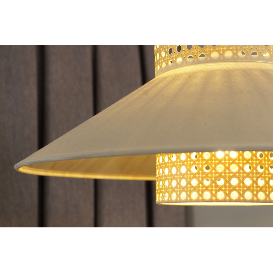 Duolla - Lustr na lanku RIO RATTAN 1xE27/15W/230V pr. 45 cm béžová/ratan