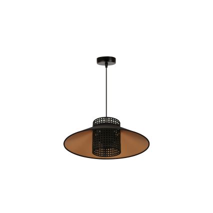 Duolla - Lustr na lanku RIO RATTAN 1xE27/15W/230V pr. 45 cm černá/zlatá