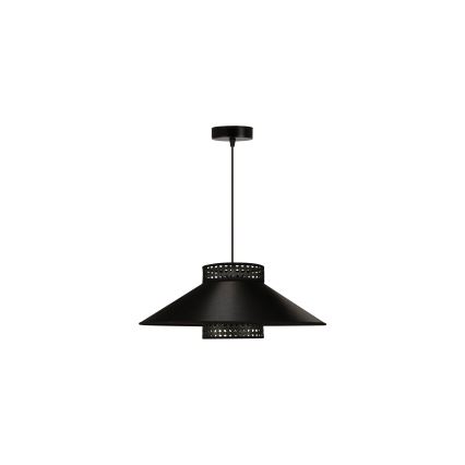 Duolla - Lustr na lanku RIO RATTAN 1xE27/15W/230V pr. 45 cm černá/zlatá