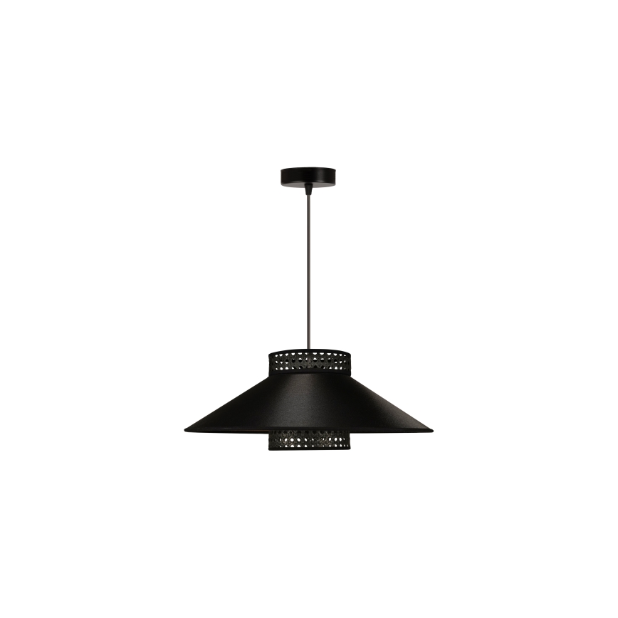 Duolla - Lustr na lanku RIO RATTAN 1xE27/15W/230V pr. 45 cm černá/zlatá