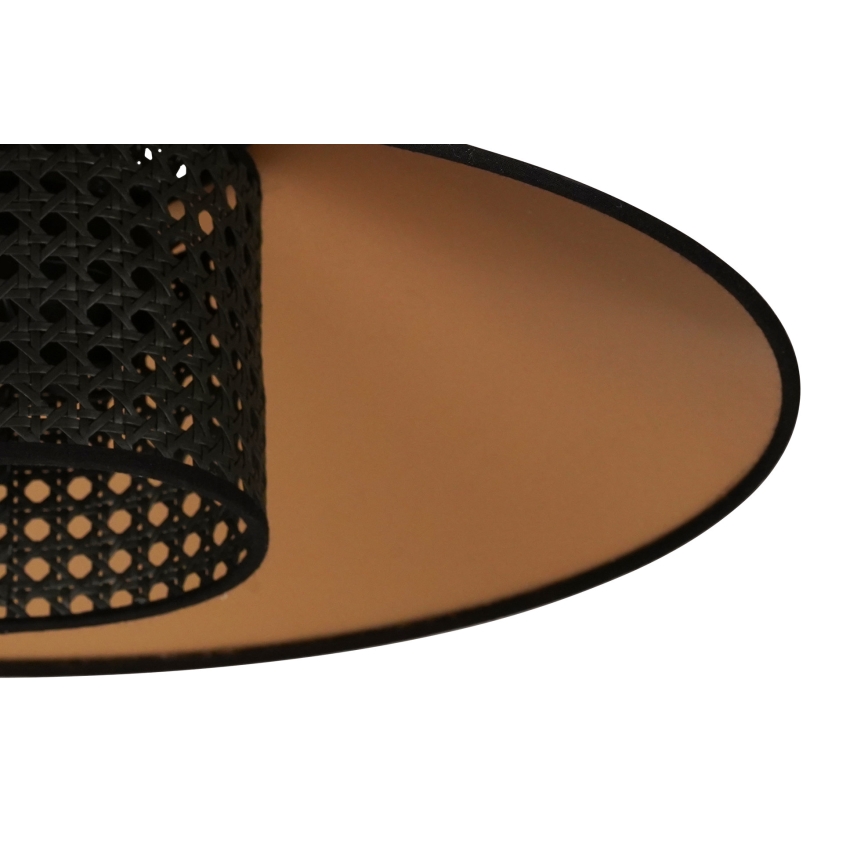 Duolla - Lustr na lanku RIO RATTAN 1xE27/15W/230V pr. 45 cm černá/zlatá
