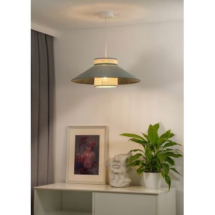 Duolla - Lustr na lanku RIO RATTAN 1xE27/15W/230V pr. 45 cm zelená/ratan