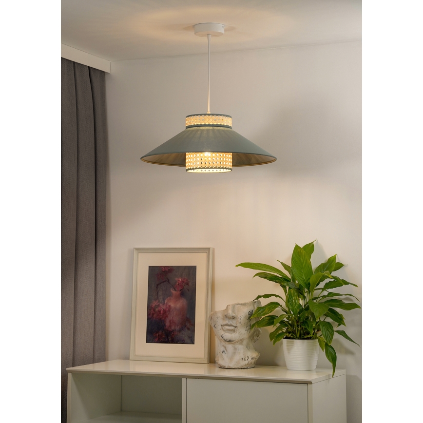 Duolla - Lustr na lanku RIO RATTAN 1xE27/15W/230V pr. 45 cm zelená/ratan