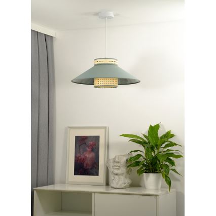 Duolla - Lustr na lanku RIO RATTAN 1xE27/15W/230V pr. 45 cm zelená/ratan