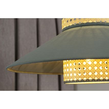 Duolla - Lustr na lanku RIO RATTAN 1xE27/15W/230V pr. 45 cm zelená/ratan