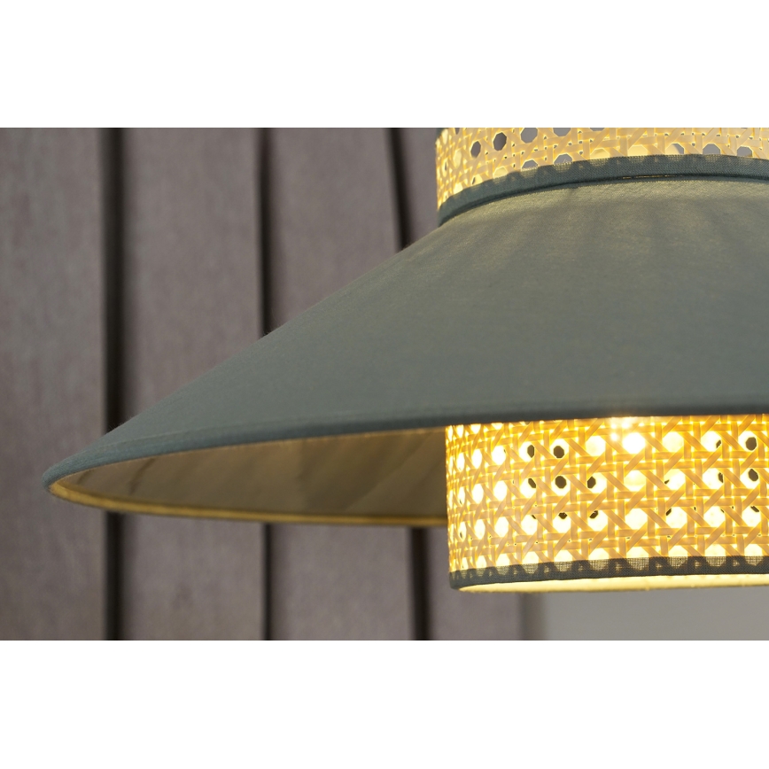 Duolla - Lustr na lanku RIO RATTAN 1xE27/15W/230V pr. 45 cm zelená/ratan