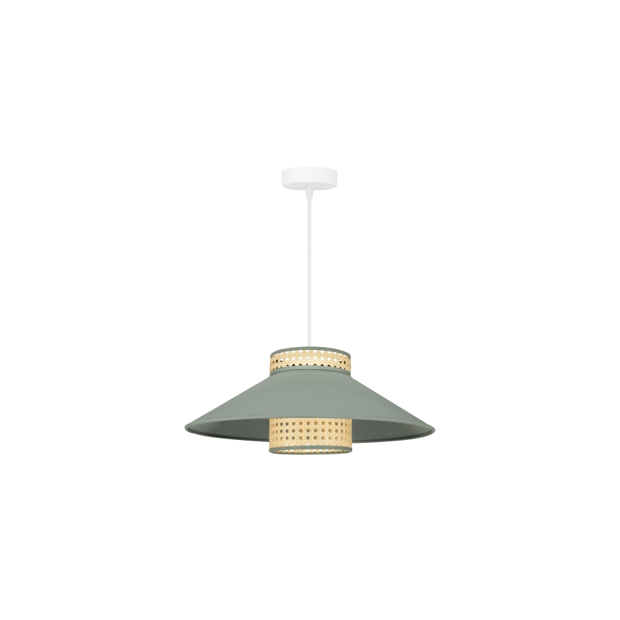 Duolla - Lustr na lanku RIO RATTAN 1xE27/15W/230V pr. 45 cm zelená/ratan