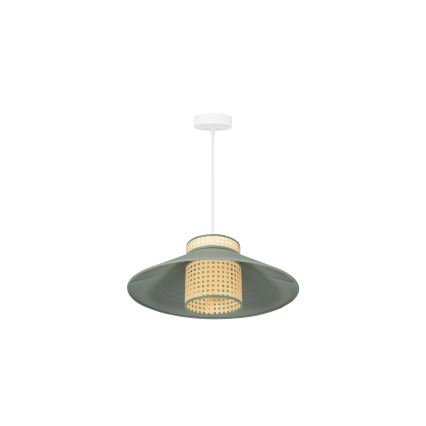 Duolla - Lustr na lanku RIO RATTAN 1xE27/15W/230V pr. 45 cm zelená/ratan