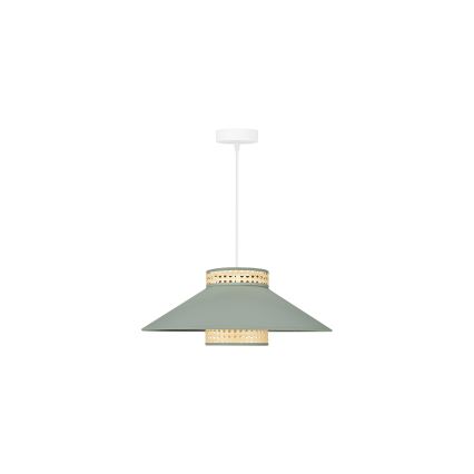 Duolla - Lustr na lanku RIO RATTAN 1xE27/15W/230V pr. 45 cm zelená/ratan