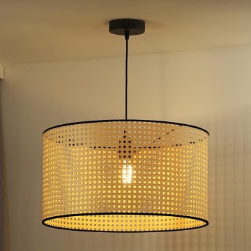 Duolla - Lustr na lanku ROLLER 1xE27/15W/230V pr. 45 cm ratan/černá