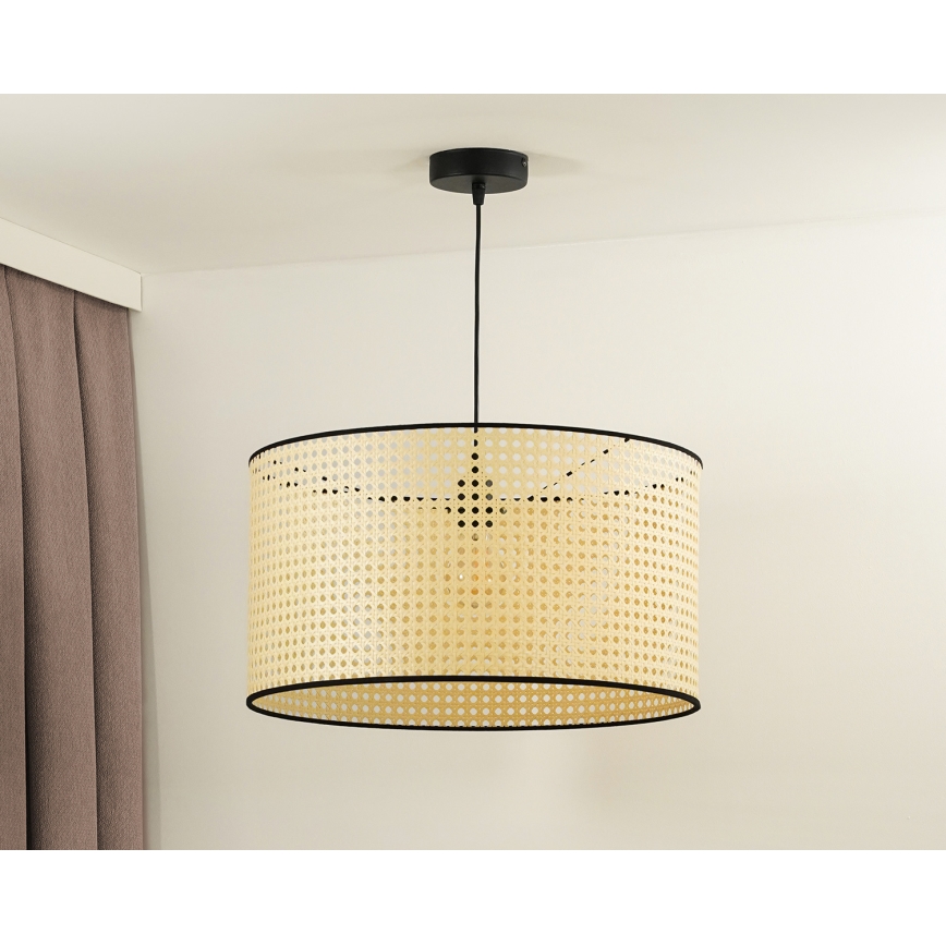 Duolla - Lustr na lanku ROLLER 1xE27/15W/230V pr. 45 cm ratan/černá