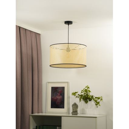 Duolla - Lustr na lanku ROLLER 1xE27/15W/230V pr. 45 cm ratan/černá
