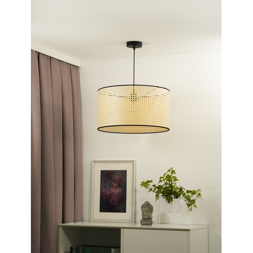Duolla - Lustr na lanku ROLLER 1xE27/15W/230V pr. 45 cm ratan/černá