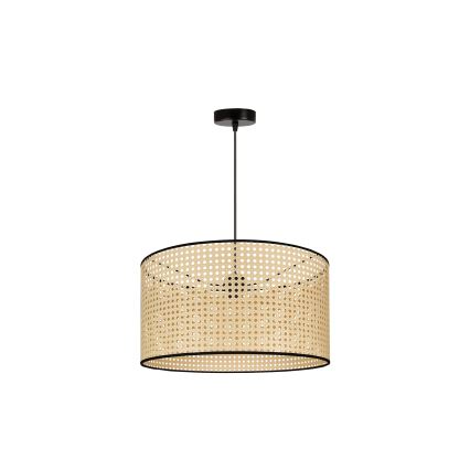 Duolla - Lustr na lanku ROLLER 1xE27/15W/230V pr. 45 cm ratan/černá