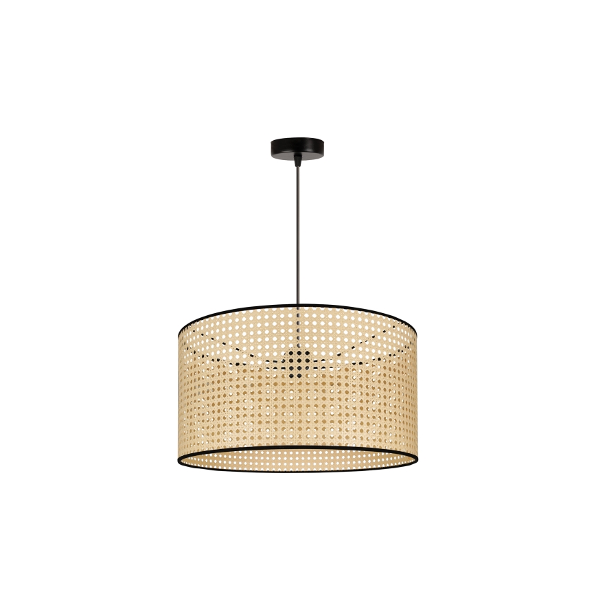 Duolla - Lustr na lanku ROLLER 1xE27/15W/230V pr. 45 cm ratan/černá