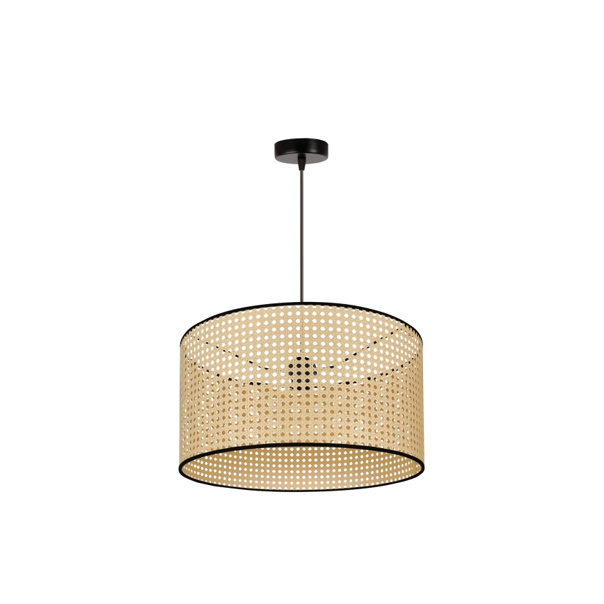 Duolla - Lustr na lanku ROLLER 1xE27/15W/230V pr. 45 cm ratan/černá