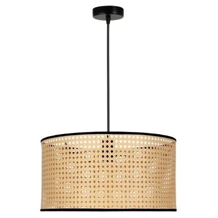 Duolla - Lustr na lanku ROLLER 1xE27/15W/230V pr. 45 cm ratan/černá