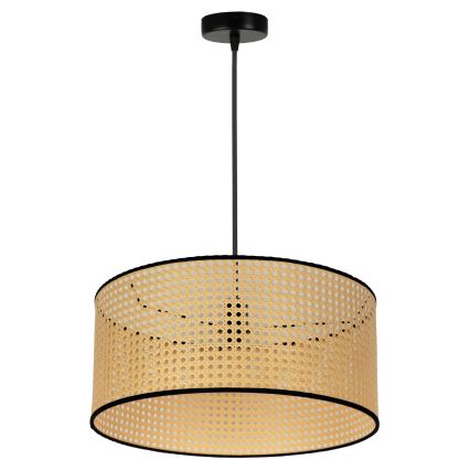 Duolla - Lustr na lanku ROLLER 1xE27/15W/230V pr. 45 cm ratan/černá