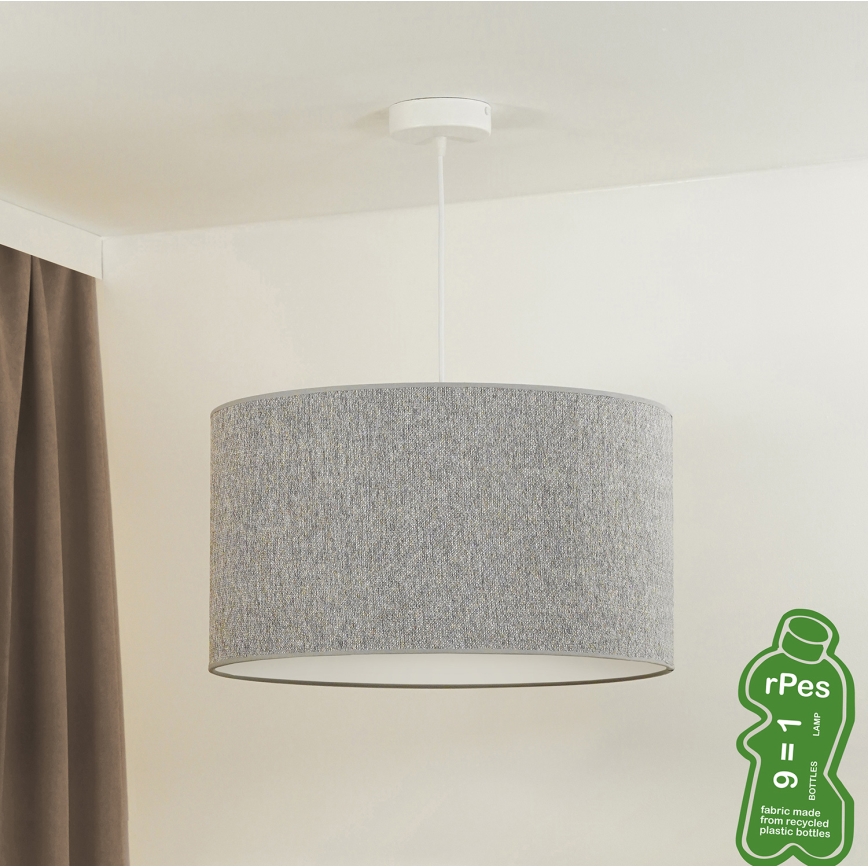Duolla - Lustr na lanku ROLLER ECO RECYCLING 1xE27/15W/230V pr. 45 cm šedá