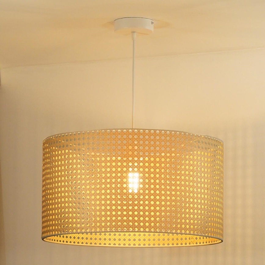 Duolla - Lustr na lanku ROLLER RATTAN 1xE27/15W/230V pr. 45 cm béžová