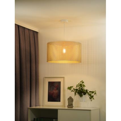 Duolla - Lustr na lanku ROLLER RATTAN 1xE27/15W/230V pr. 45 cm béžová