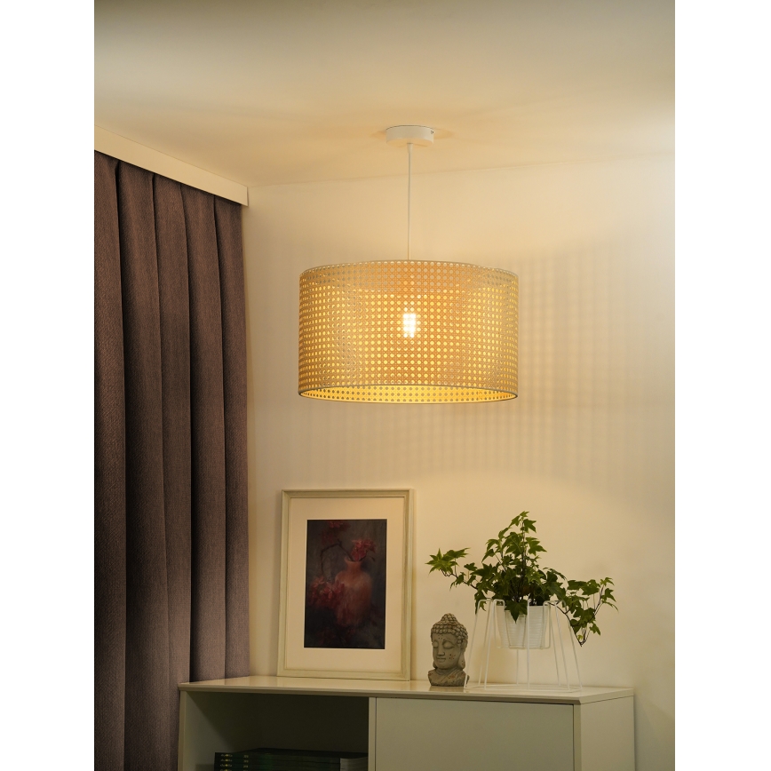 Duolla - Lustr na lanku ROLLER RATTAN 1xE27/15W/230V pr. 45 cm béžová