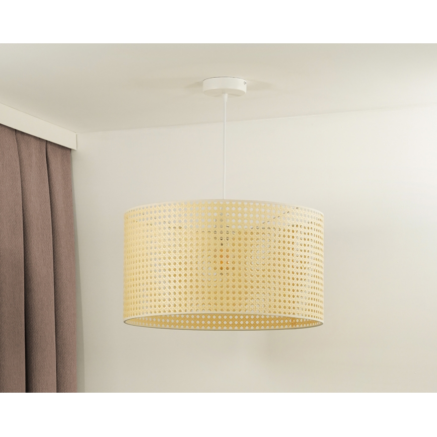 Duolla - Lustr na lanku ROLLER RATTAN 1xE27/15W/230V pr. 45 cm béžová