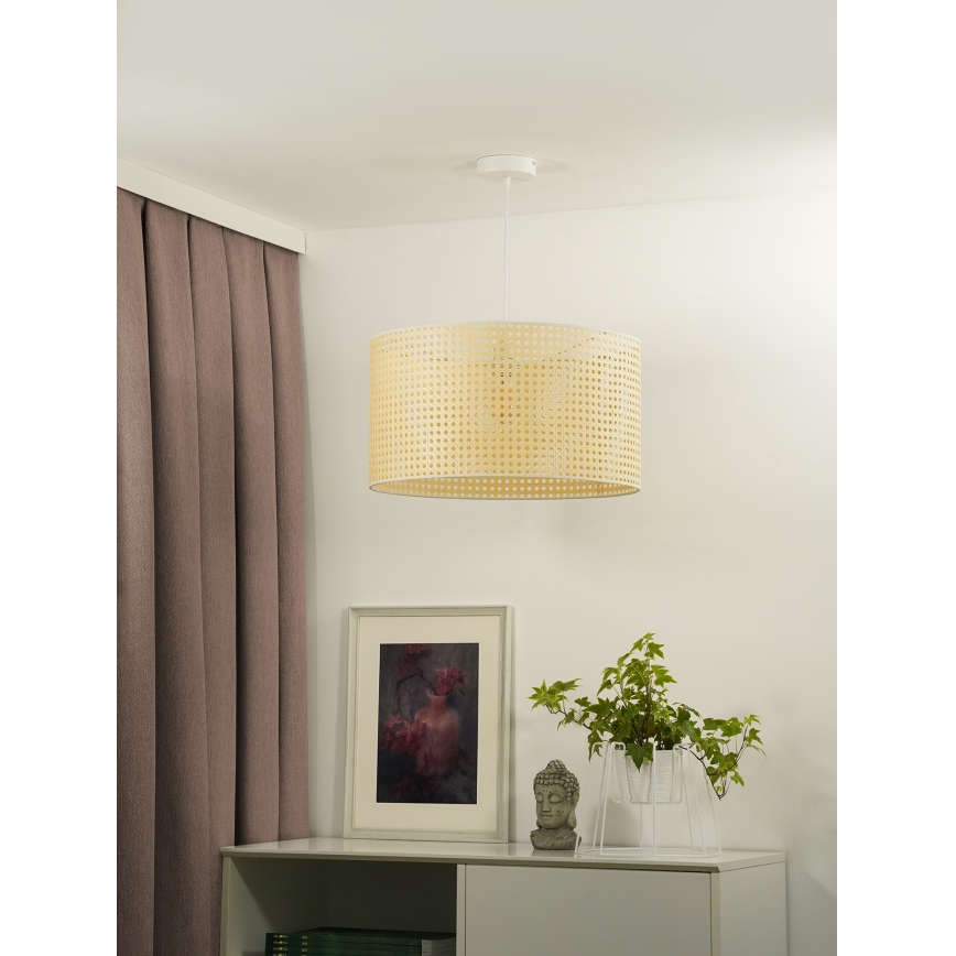 Duolla - Lustr na lanku ROLLER RATTAN 1xE27/15W/230V pr. 45 cm béžová