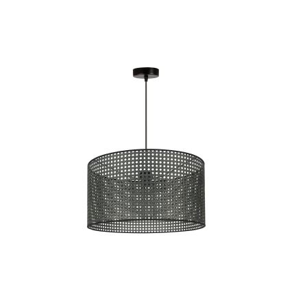 Duolla - Lustr na lanku ROLLER RATTAN 1xE27/15W/230V pr. 45 cm černá