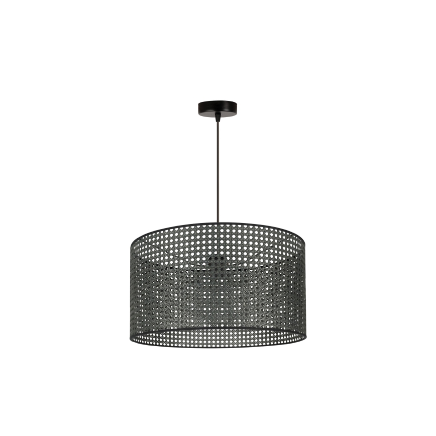Duolla - Lustr na lanku ROLLER RATTAN 1xE27/15W/230V pr. 45 cm černá