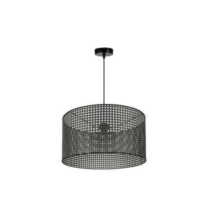 Duolla - Lustr na lanku ROLLER RATTAN 1xE27/15W/230V pr. 45 cm černá