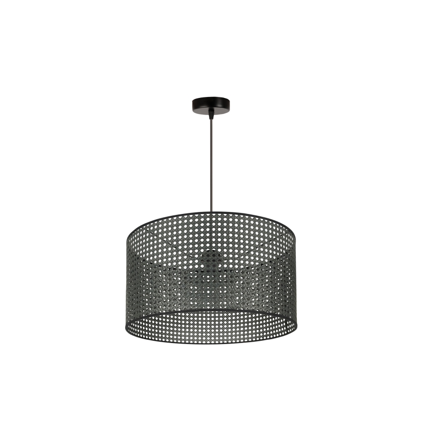 Duolla - Lustr na lanku ROLLER RATTAN 1xE27/15W/230V pr. 45 cm černá