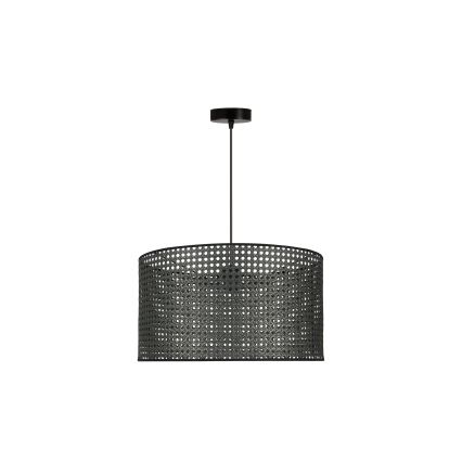 Duolla - Lustr na lanku ROLLER RATTAN 1xE27/15W/230V pr. 45 cm černá