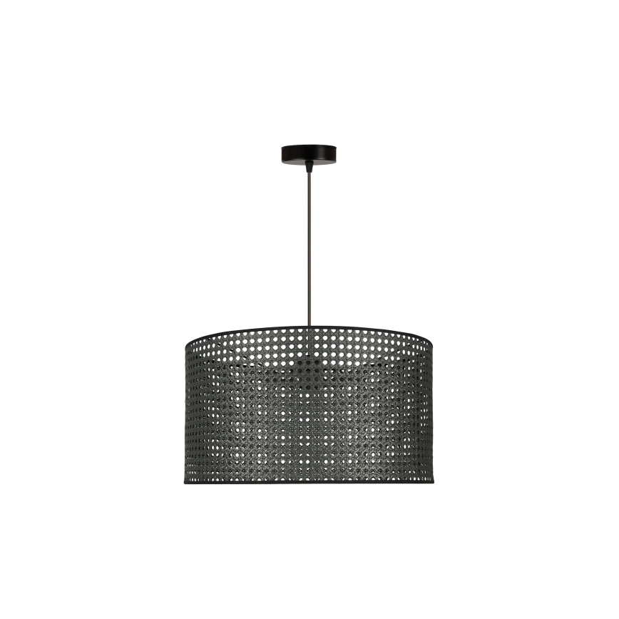 Duolla - Lustr na lanku ROLLER RATTAN 1xE27/15W/230V pr. 45 cm černá