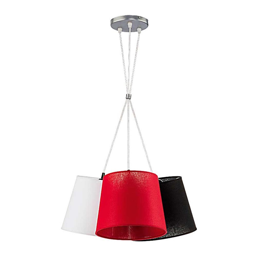Duolla - Lustr na lanku ROSSA 3xE27/40W/230V bílá/černá/červená