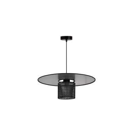 Duolla - Lustr na lanku TOKYO RATTAN 1xE27/15W/230V pr. 50 cm černá/stříbrná