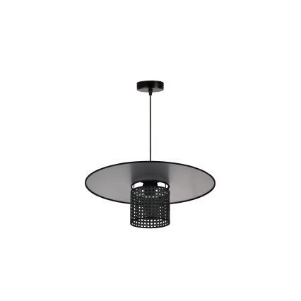 Duolla - Lustr na lanku TOKYO RATTAN 1xE27/15W/230V pr. 50 cm černá/stříbrná
