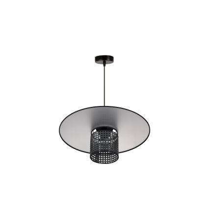 Duolla - Lustr na lanku TOKYO RATTAN 1xE27/15W/230V pr. 50 cm černá/stříbrná