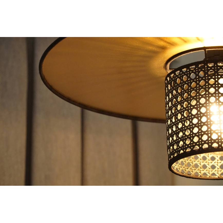 Duolla - Lustr na lanku TOKYO RATTAN 1xE27/15W/230V pr. 50 cm zlatá/černá