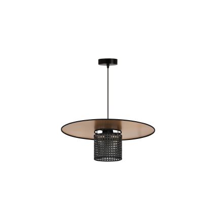 Duolla - Lustr na lanku TOKYO RATTAN 1xE27/15W/230V pr. 50 cm zlatá/černá