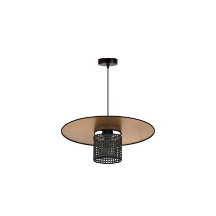 Duolla - Lustr na lanku TOKYO RATTAN 1xE27/15W/230V pr. 50 cm zlatá/černá