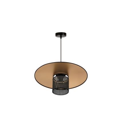 Duolla - Lustr na lanku TOKYO RATTAN 1xE27/15W/230V pr. 50 cm zlatá/černá