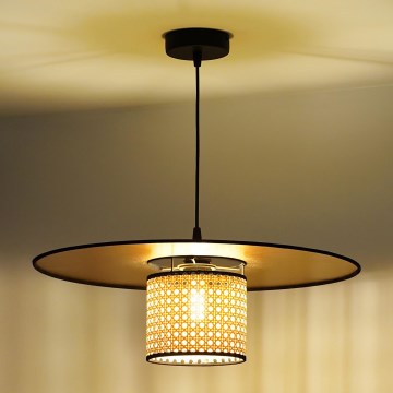 Duolla - Lustr na lanku TOKYO RATTAN 1xE27/15W/230V pr. 50 cm zlatá/ratan