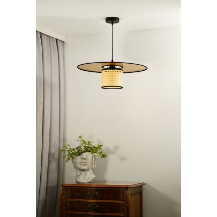 Duolla - Lustr na lanku TOKYO RATTAN 1xE27/15W/230V pr. 50 cm zlatá/ratan