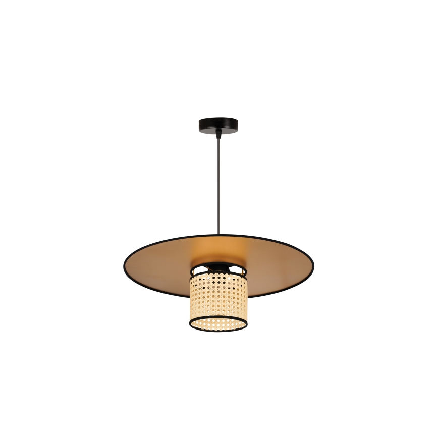 Duolla - Lustr na lanku TOKYO RATTAN 1xE27/15W/230V pr. 50 cm zlatá/ratan